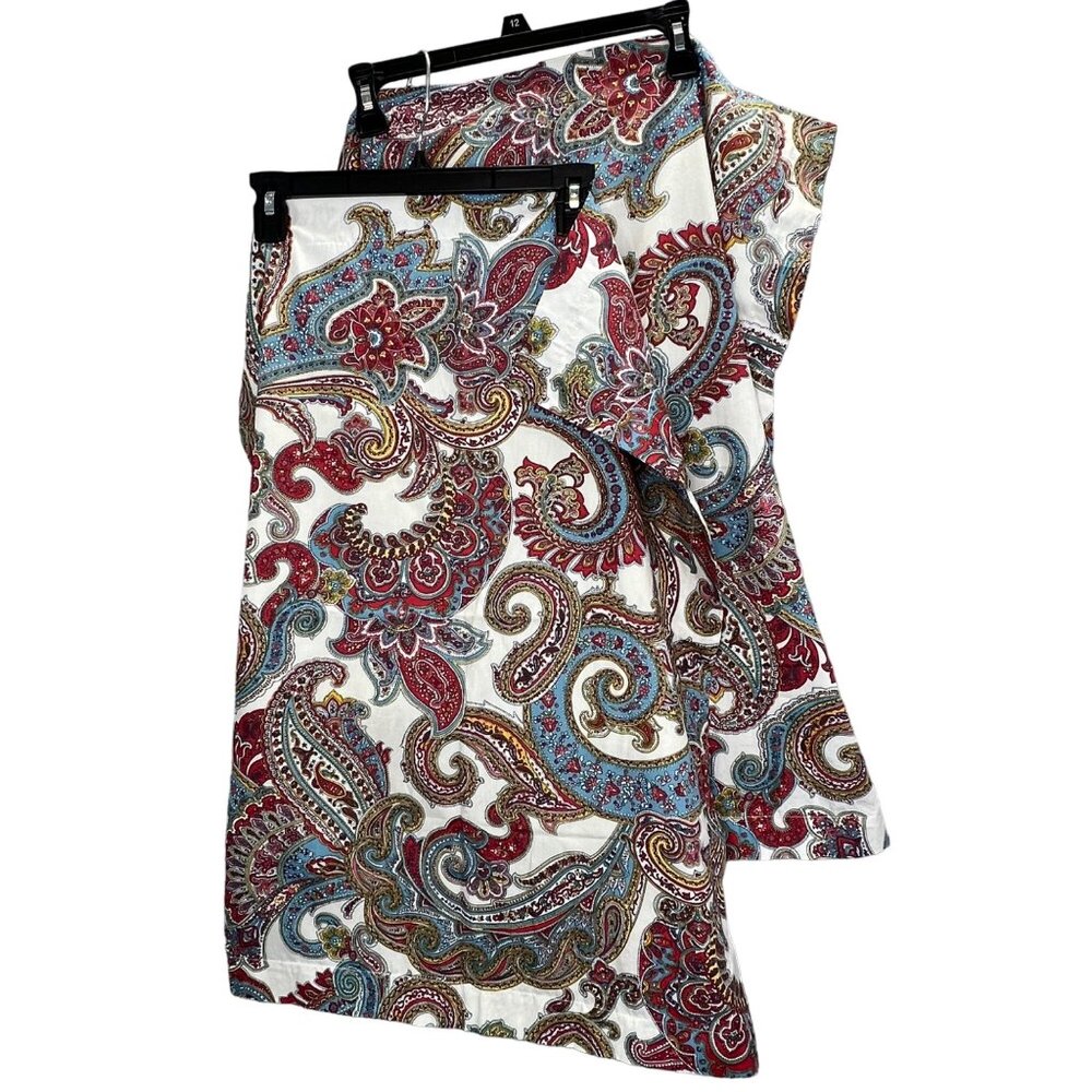Lauren Ralph Lauren Pillow Shams Red Blue White Paisley Cotton Pair Set of 2